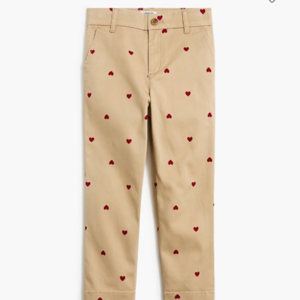J. Crew Crewcuts Girls' allover-heart chino pant • size 10 • NWT • BU355